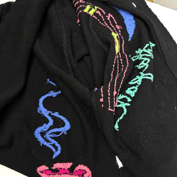 MICHAEL SIMON Dancing in the Park Beaded VTG Black Novelty Cardigan Sweater M - Picture 11 of 11